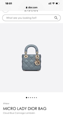 MINI LADY DIOR 백 클라우드 블루 까나쥬 양가죽