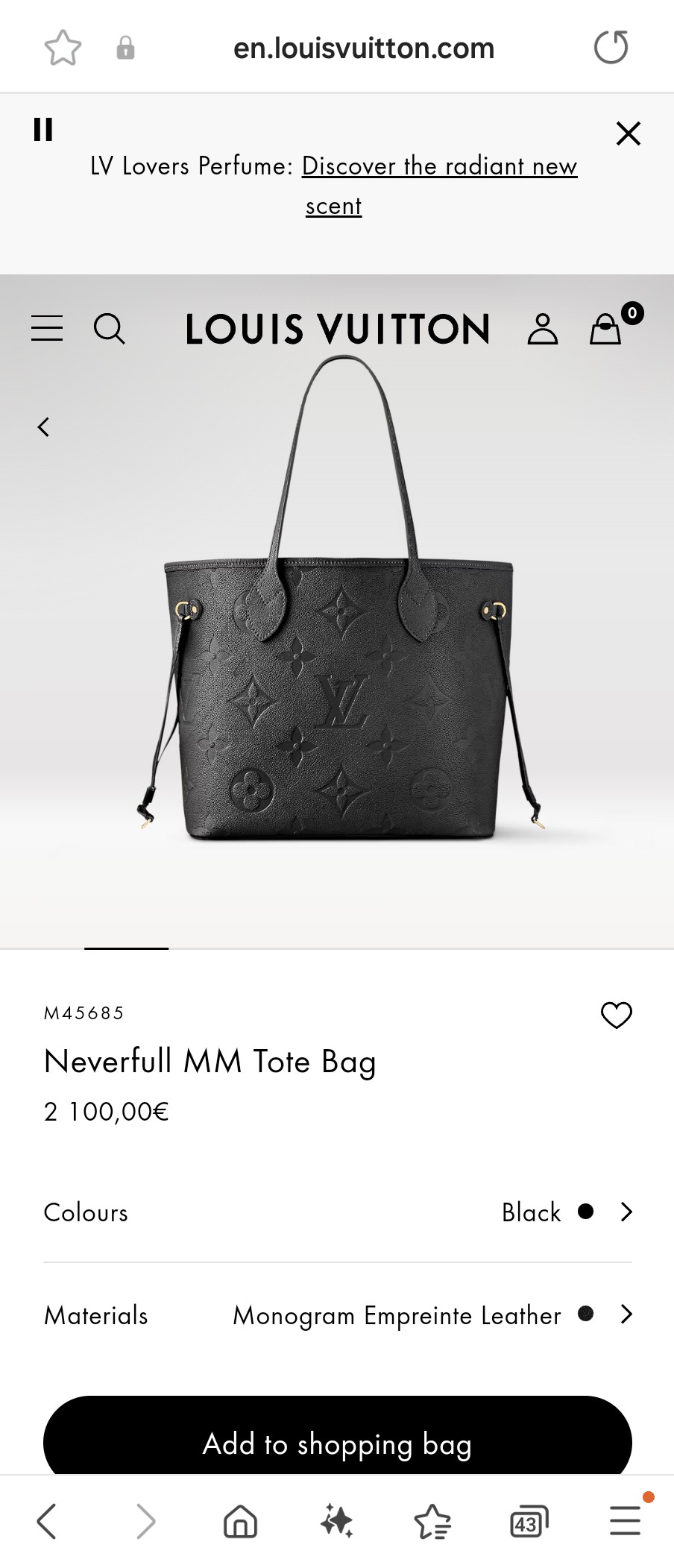 루이비통 M45685 네버풀 MM 토트백