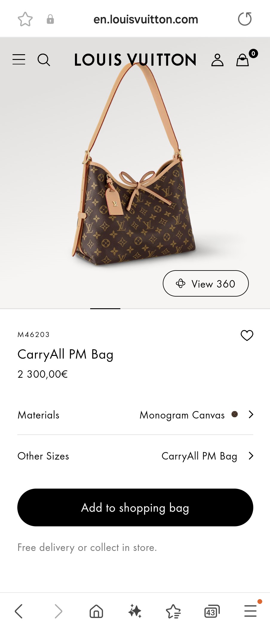 루이비통 M46203 캐리올 PM