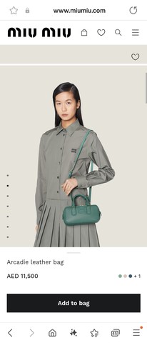 미우미우 마트라세 가죽 가방 5BB142 세이지 그린 M1