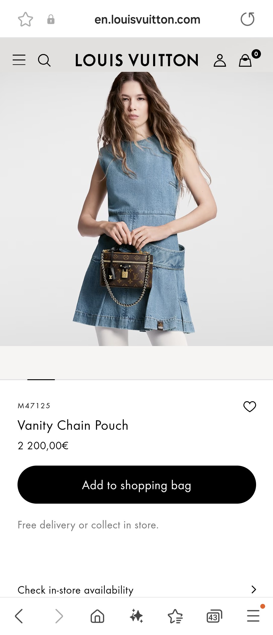 루이비통 M47125 화장품 체인 파우치