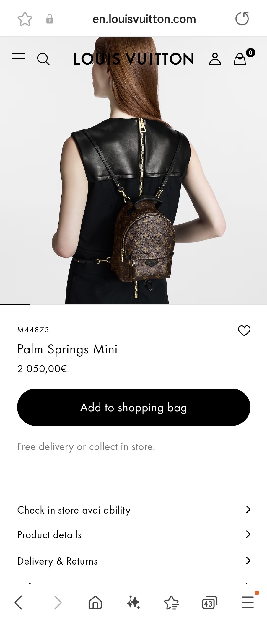 루이비통 M44873 팜스프링스 미니