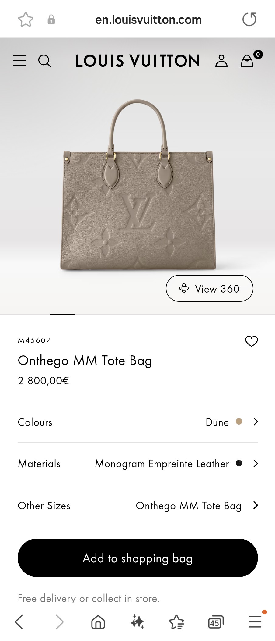 루이비통 M45607 온더고 MM 토트백