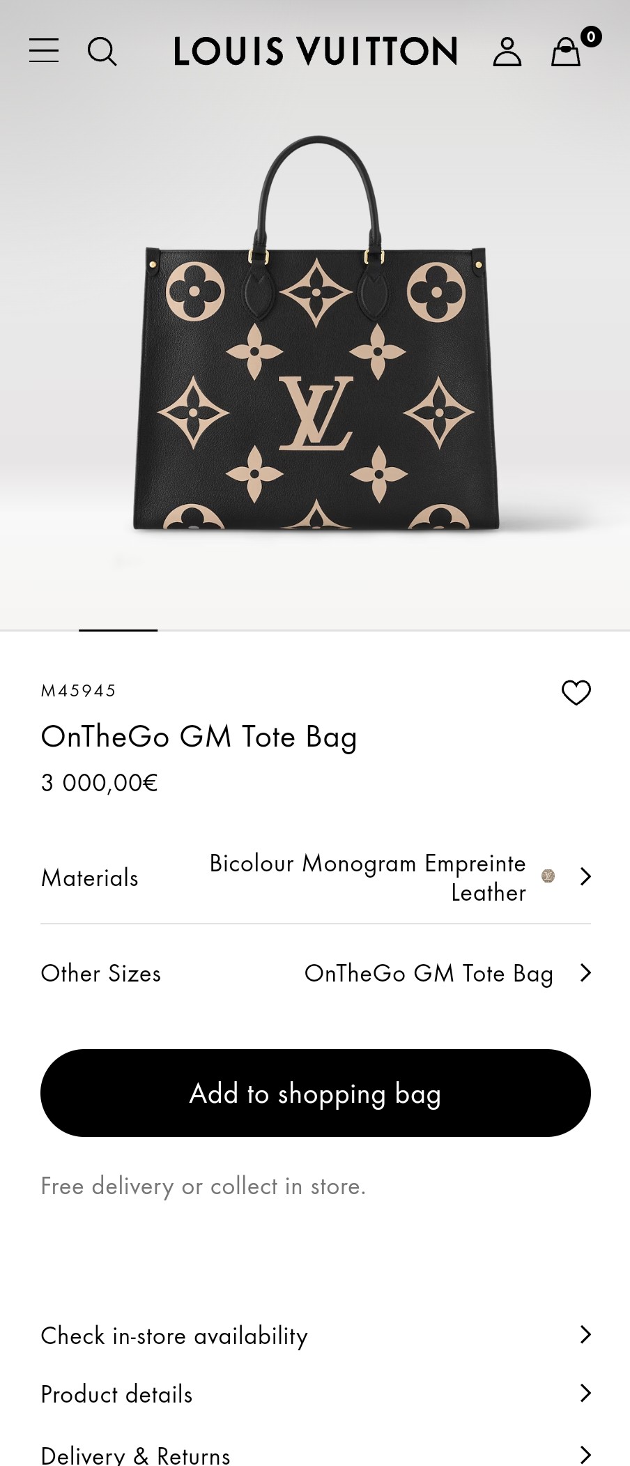 루이비통 M45945 온더고 GM 토트백 복제품