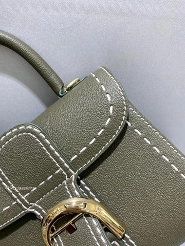Delvaux Brillant Mini Surpiqué 그레인 송아지 가죽 카키