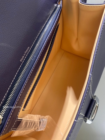 Delvaux Brillant MM Surpiqué 그레인 송아지 가죽 블루