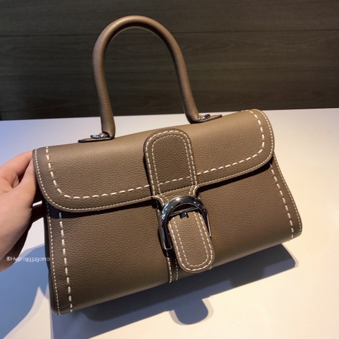 Delvaux Brillant PM Surpiqué 그레인 송아지 가죽 그리 에투프