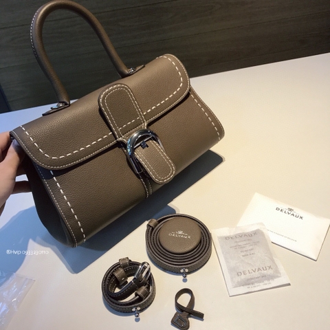 Delvaux Brillant PM Surpiqué 그레인 송아지 가죽 그리 에투프