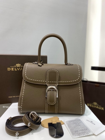 Delvaux Brillant MM Surpiqué 그레인 송아지 가죽 그리 에투프