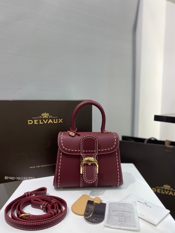 Delvaux Brillant Mini Surpiqué 그레인 송아지 가죽 보르도