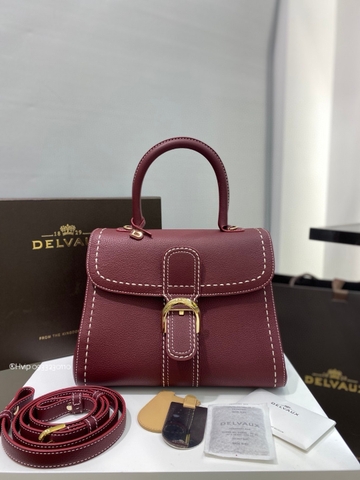Delvaux Brillant MM Surpiqué 그레인 송아지 가죽 보르도