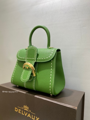 Delvaux Brillant Mini Surpiqué 그레인 송아지 가죽 그린