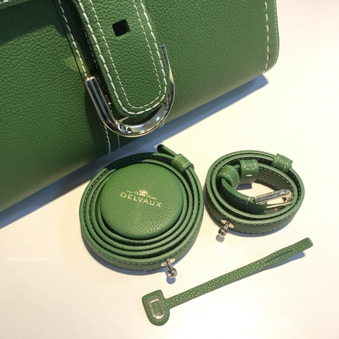 Delvaux Brillant MM Surpiqué 그레인 송아지 가죽 그린