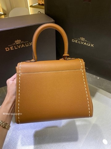 Delvaux Brillant PM Surpiqué 그레인 송아지 가죽 베지탈 아이보리