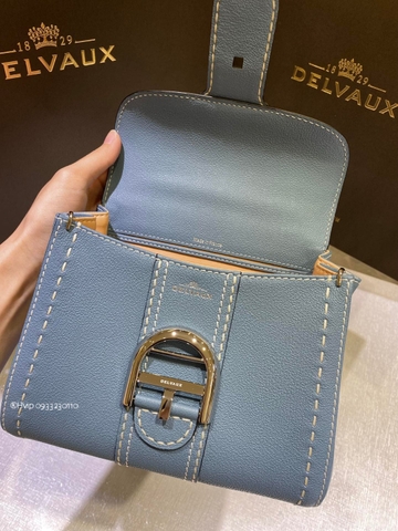 Delvaux Brillant Mini Surpiqué 그레인 송아지 가죽 클라우드 블루