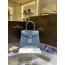 Delvaux Brillant Mini Surpiqué 그레인 송아지 가죽 클라우드 블루