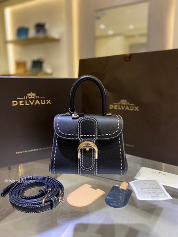 Delvaux Brillant Mini Surpiqué 그레인 송아지 가죽 블랙