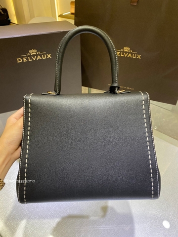 Delvaux Brillant MM Surpiqué 그레인 송아지 가죽 블랙