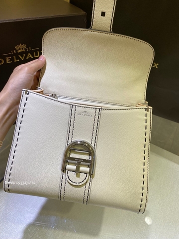Delvaux Brillant PM Surpiqué 그레인 송아지 가죽 화이트