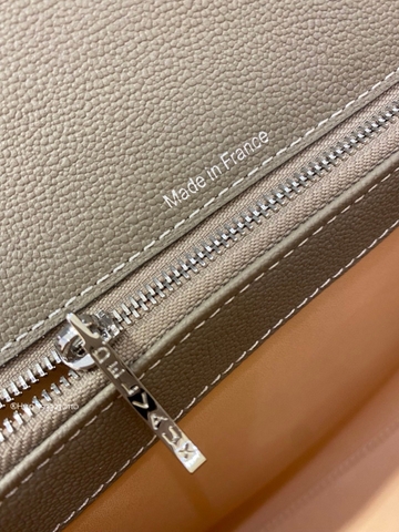 Delvaux Brillant MM Surpiqué 그레인 송아지 가죽 Tourterelle I - 아이보리