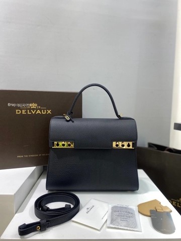 크리스피 카프 소재의 Delvaux Tempête MM AA0611AMF 블랙 GHW