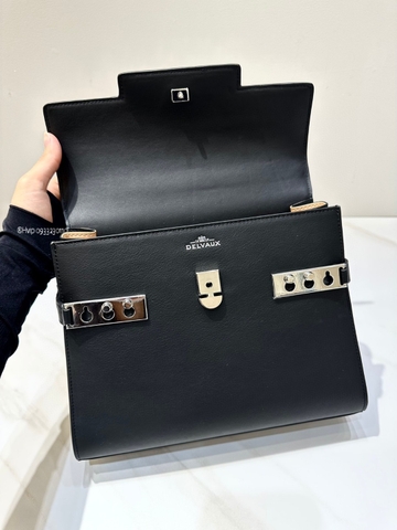 Delvaux Tempête MM, 실키 송아지 가죽 AA0611BQS099ZDO 블랙 PHW