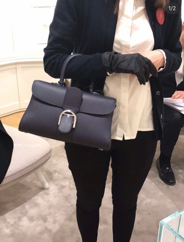 Delvaux Brillant MM 로데오 송아지 가죽 네이비 블(가로형)