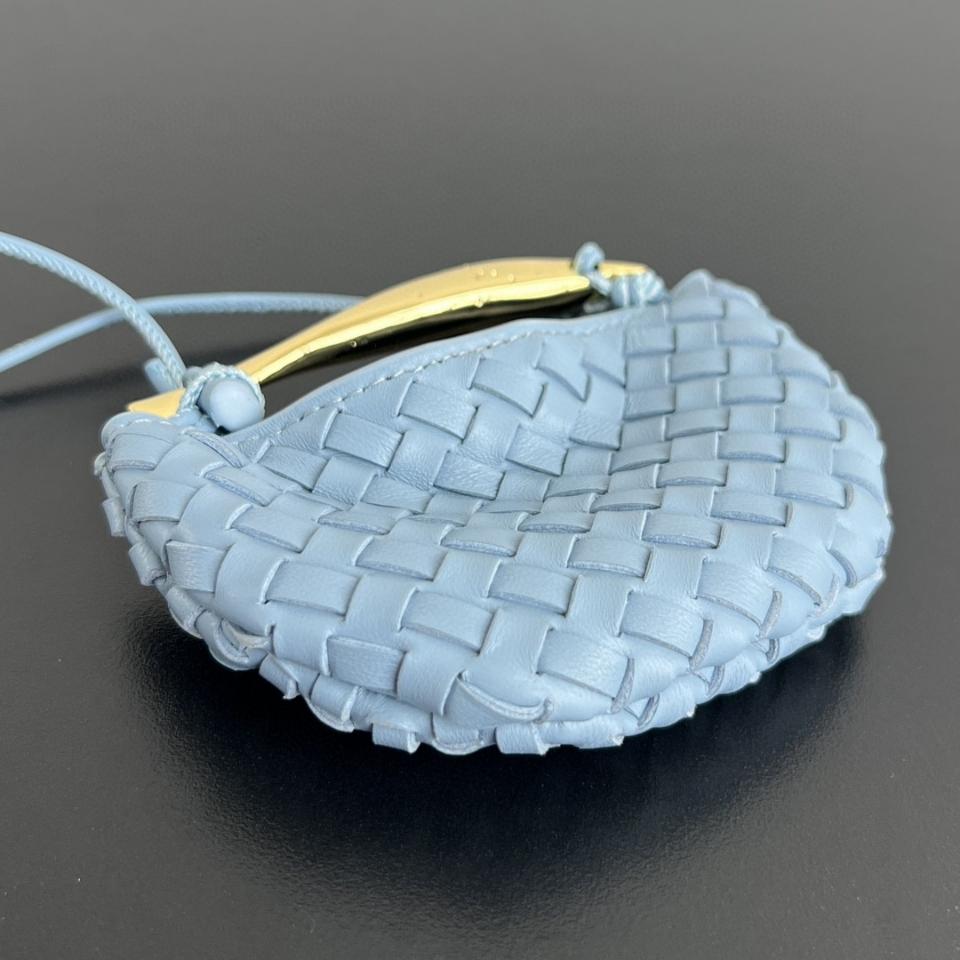 보테가 베네타 가방 참, 블루 가죽, 836834, 10x7x1.5cm