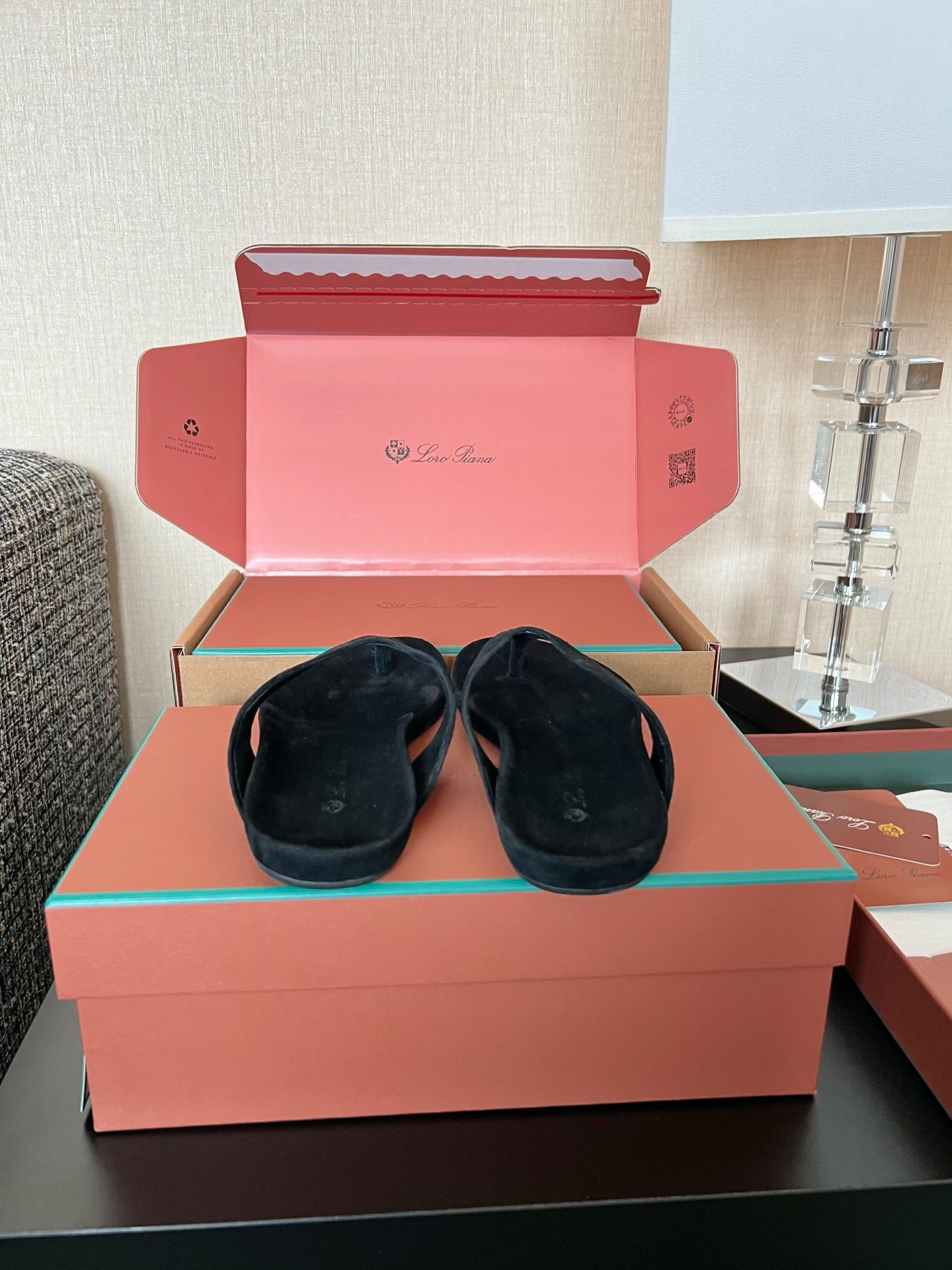 Loro Piana Ida 스웨이드 고트스킨 라운드 토 플랫 조리