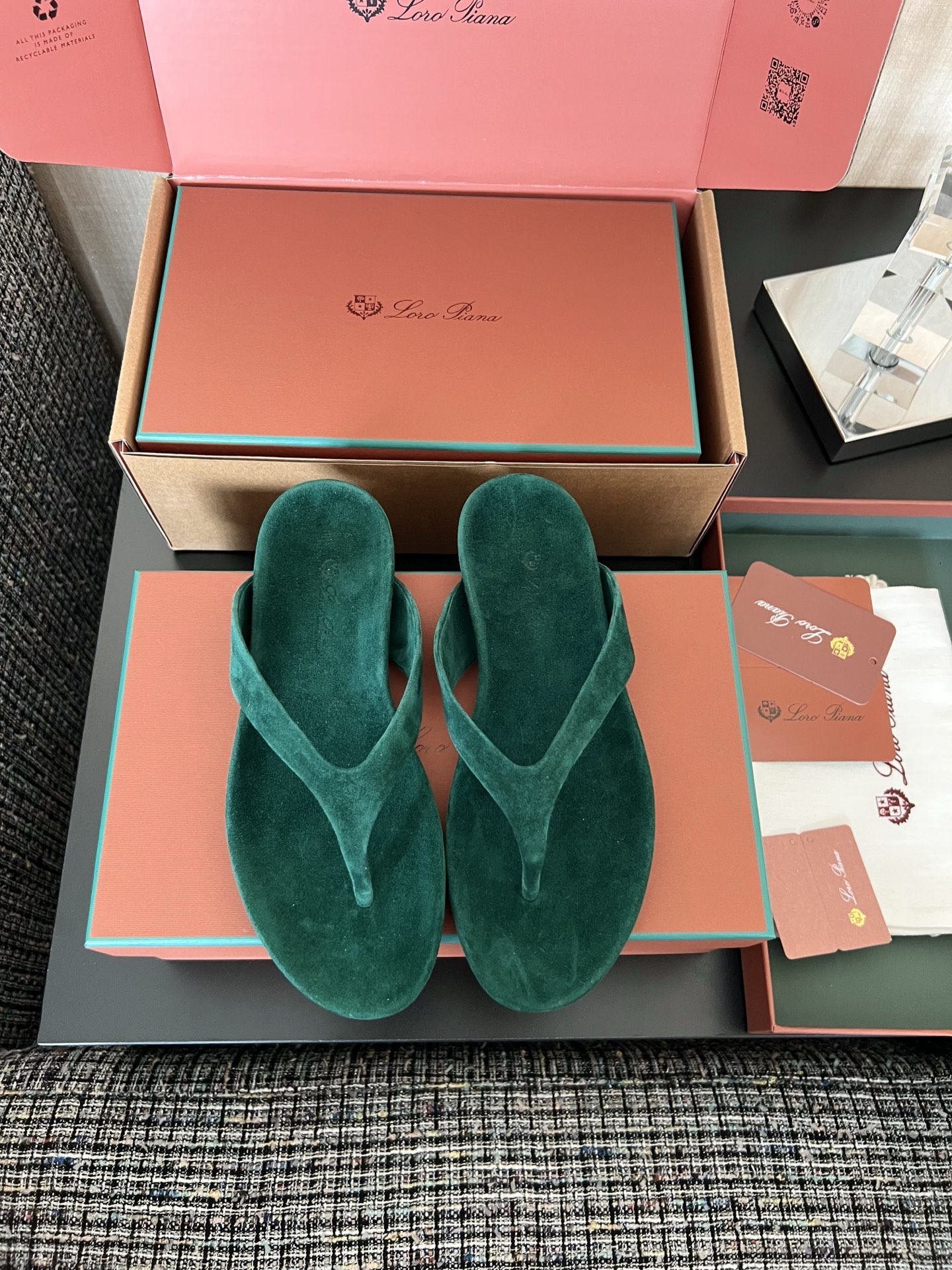 Loro Piana Ida 스웨이드 고트스킨 라운드 토 플랫 조리