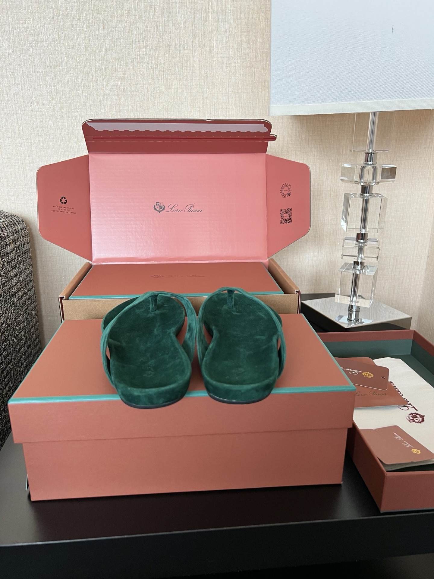 Loro Piana Ida 스웨이드 고트스킨 라운드 토 플랫 조리